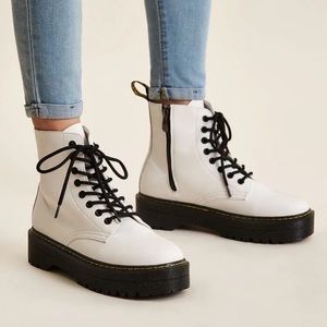 SHEIN white combat boots